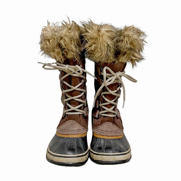 Sorel Joan Of Arctic Waterproof Lace Up Faux Fur Boots Brown/Tan Suede size 6 - Picture 4 of 11